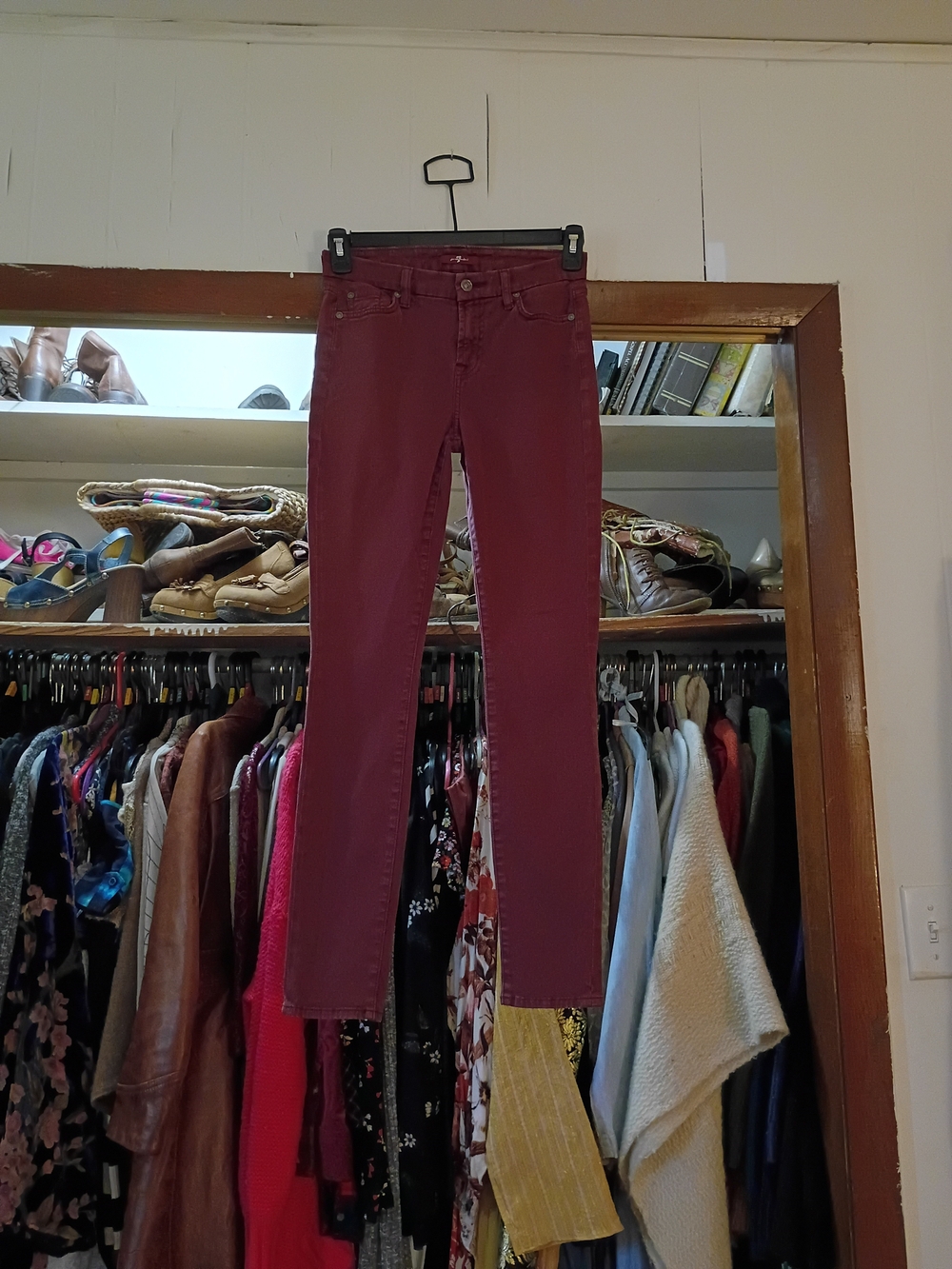 7 For All Mankind Burgundy Slim Fit Jeans